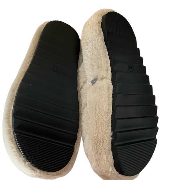 Free People Its A Vibe Platform Slip Slippers Tan Faux Fur Size 8 - Picture 6 of 8